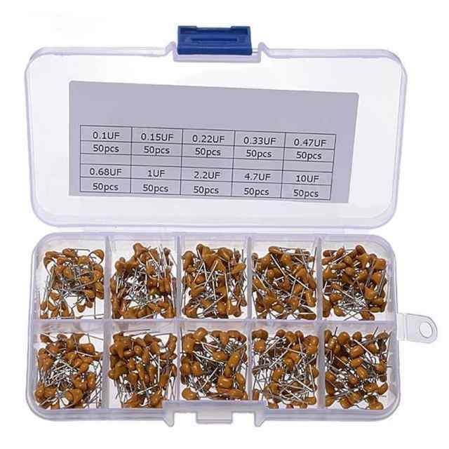 Multilayer Ceramic Capacitor Assorted kit box 0.1uF~10uF (104~106) 10values  x50