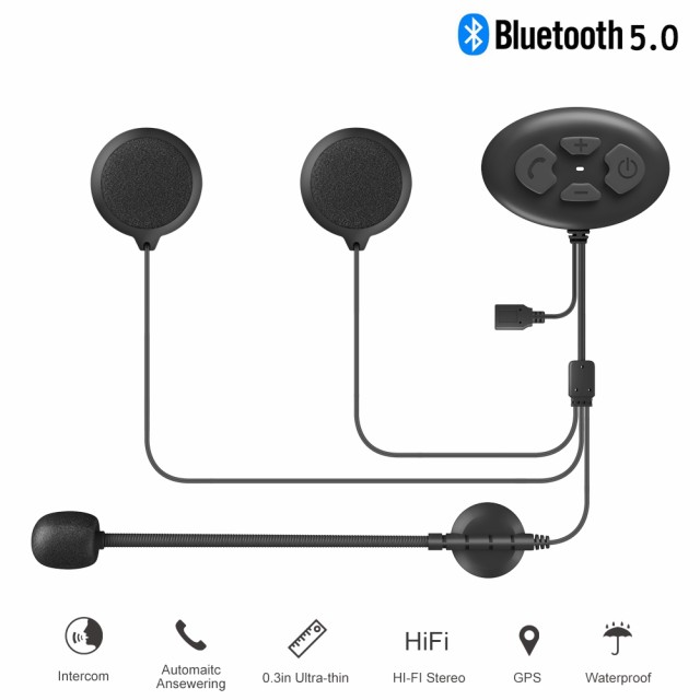 Bluetooth 5.0ヘッドセットオートバイヘルメットインターホンIp65防水1000mインターホンヘッドセット