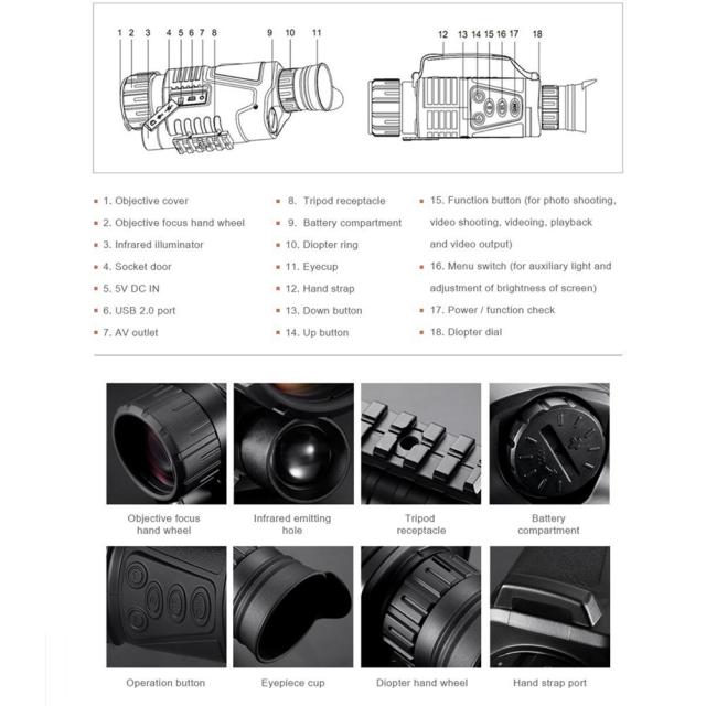 HDIR赤外線暗視スコープデジタル単眼望遠鏡野生生物暗視光学
