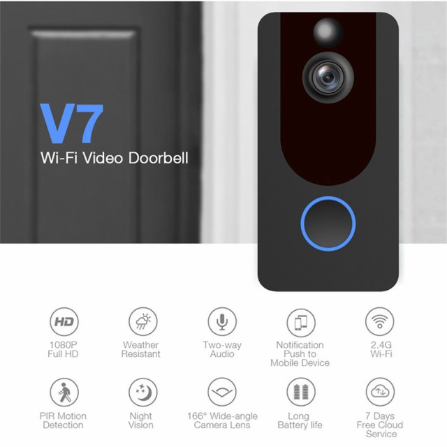 V7 Hd 1080p スマート Wifi ビデオ ドアベル カメラ ビジュアル