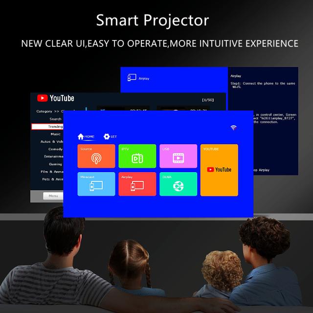 ミニ Led プロジェクター Wifi ワイヤレス ミラー電話ミラキャスト 1080p 液晶ビデオ映画パーティー プロジェクター T5 スマート バージョン_6