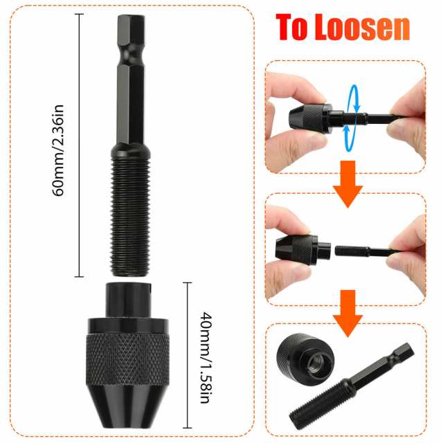 4個 1/4 六角キーレスドリルチャックアダプタービットクイックチェンジ