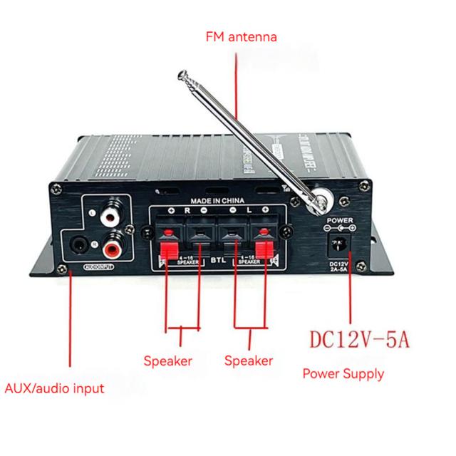 AK-380 パワーアンプ Bluetooth対応 5.0 ワイヤレス マルチソース