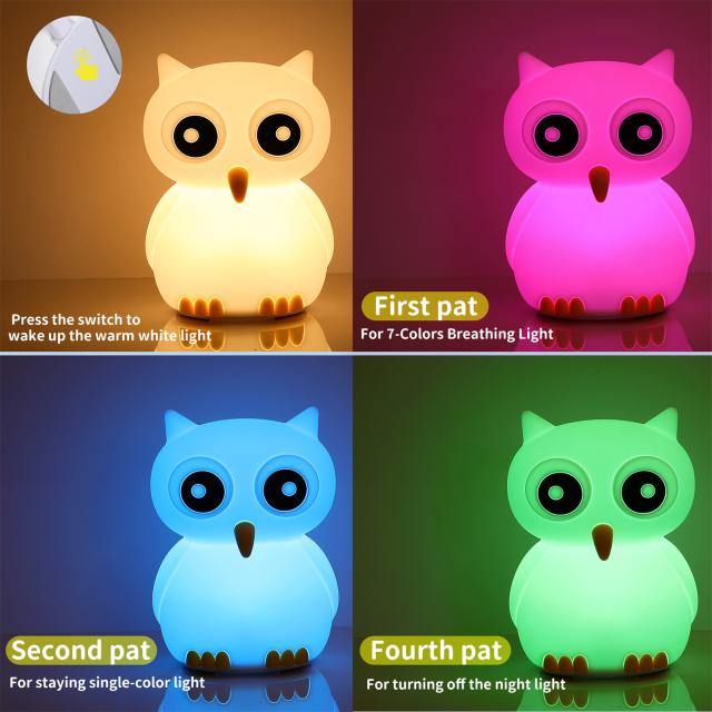 Led フクロウ ナイトライト ポータブル 7 色変更 Usb 充電式シリコン