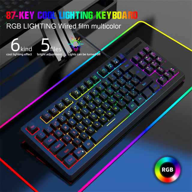 ワイヤー制御ゲーミング キーボード Y200 RGB カラフルなバックライト 87 キー Usb キーボード ラップトップ デスクトップ PC  コンピューの通販はau PAY マーケット キューディショップ au PAY マーケット－通販サイト