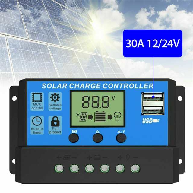 30aソーラーパネルバッテリー充電コントローラー12v/24vLcdレギュレーター自動デュアルUSBの通販はau PAY マーケット  キューディショップ au PAY マーケット－通販サイト