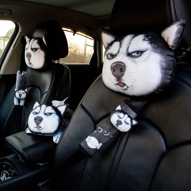 車のヘッドレスト枕シートベルトカバーパディング3Dプリント犬猫