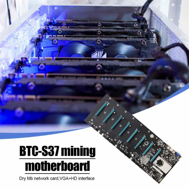 Btc S37 マイニング マザーボード CPU セット 8 ビデオ カード ...