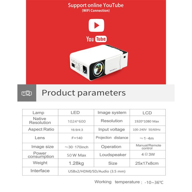 ミニ Led プロジェクター Wifi ワイヤレス ミラー電話ミラキャスト 1080p 液晶ビデオ映画パーティー プロジェクター T5 スマート バージョン_9