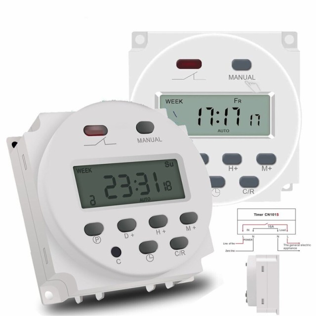 Dc 12v LCD デジタル タイマー プログラム可能な時間 曜日表示 メモリ