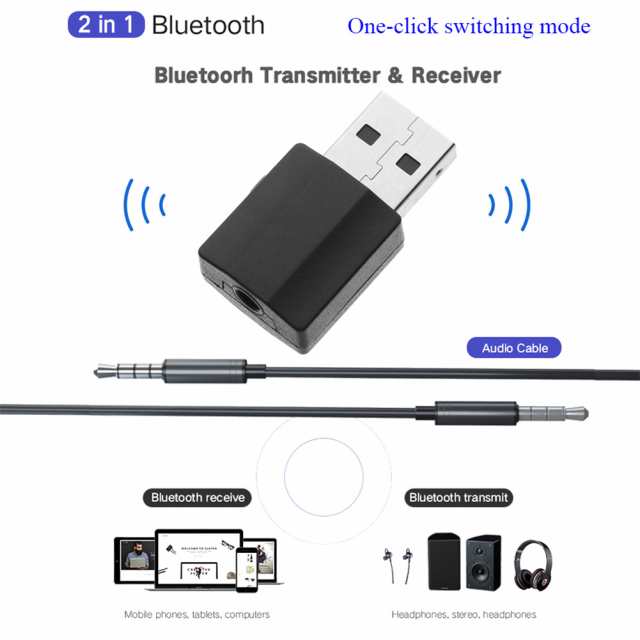 ミニ 3.5mm Aux ステレオ ワイヤレス Bluetooth 対応 5.0 アダプター