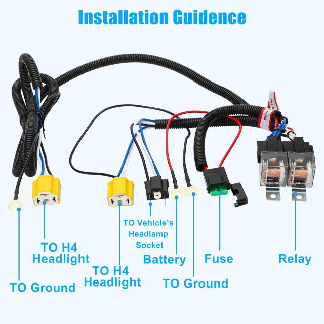 12v 車 H4 Led ヘッドライトリレー配線ハーネスキットハーネスグループ