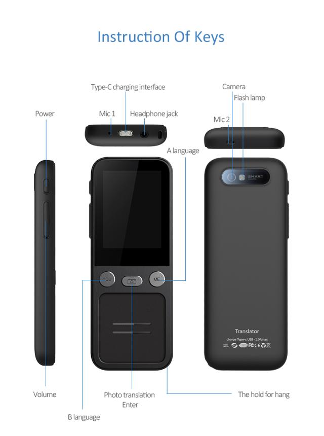 T16 音声翻訳録音翻訳写真翻訳WiFi人工知能言語 (色 : ホワイト