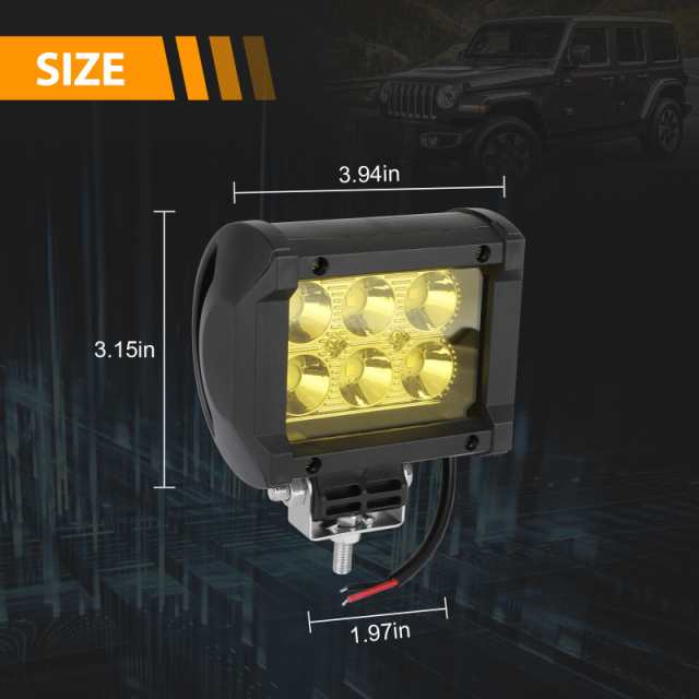 2 個 4 インチ Led ワークライトバースポットライトカバー 3000k 18000lm フォグランプドライビングライトトラック Suv  4wd｜au PAY マーケット