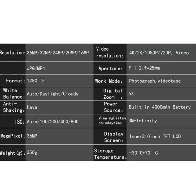 4k Hd 赤外線暗視ゴーグル 3 インチ大画面 5x デジタルズーム双眼鏡望遠鏡屋外写真ビデオ録画用
