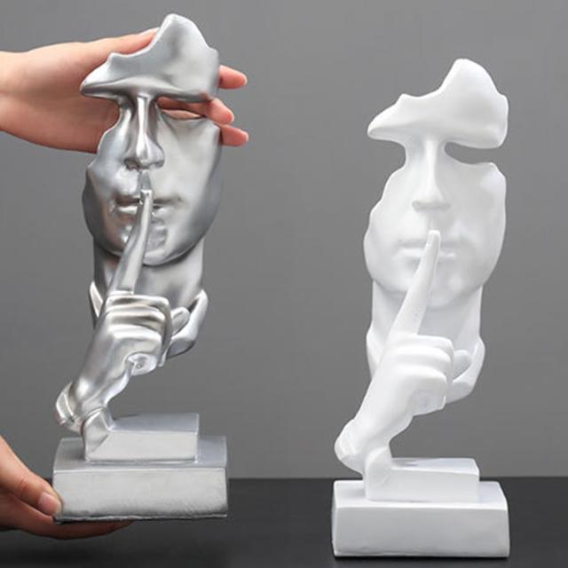 サイレント抽象彫刻の装飾品沈黙は金樹脂像創造的な家の装飾