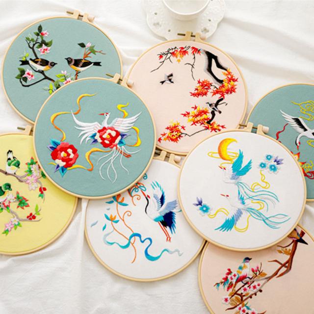 Diy 刺繍キット花の鳥鳳凰パターン中国風のクロスステッチキット
