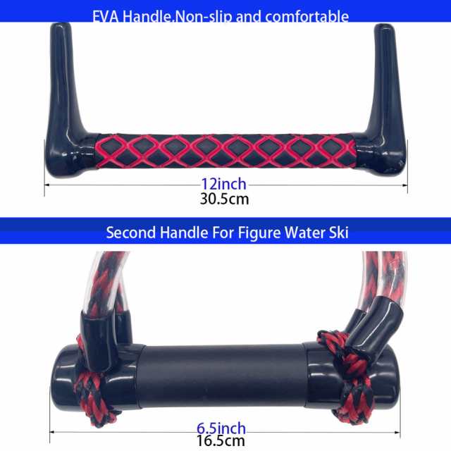 75ft 水上スキーロープ 多目的 耐摩耗性 UV耐性 ウォータースポーツ フローティングサーフロープ ハンドル2個付き