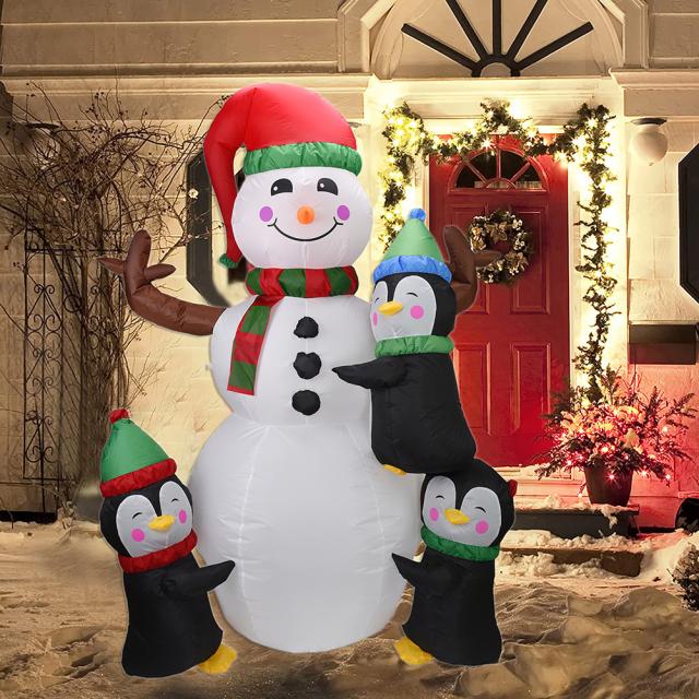 クリスマスインフレータブル雪だるま Led 発光オーナメントと 3 かわいいペンギン屋内屋外中庭の庭の装飾
