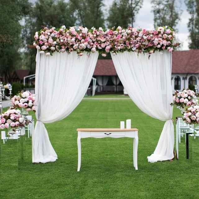 1pc/2pcs結婚式の装飾ステージ背景布ガーゼカーテン用弾性シフォン屋外