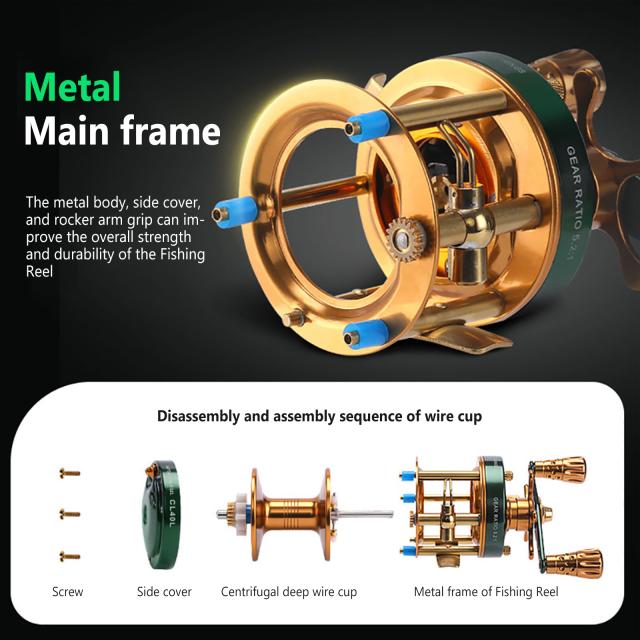 Cl40/cl60 Baitcasting 釣りリールサーモントラウト低ノイズ防食釣り