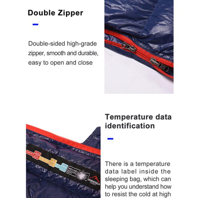 ポータブル軽量寝袋封筒型 90% ホワイトダックダウン圧縮可能なバッグ