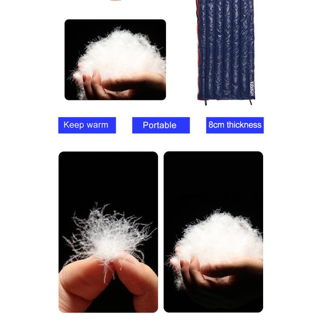 ポータブル軽量寝袋封筒型 90% ホワイトダックダウン圧縮可能なバッグ