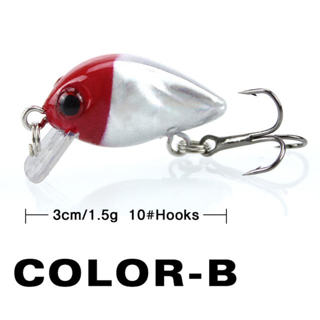 釣りルアーベイトミニミノー3cm/1.5gウォブラークランクベイト10色人工