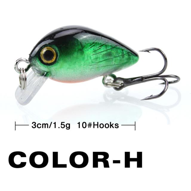 釣りルアーベイトミニミノー3cm/1.5gウォブラークランクベイト10色人工
