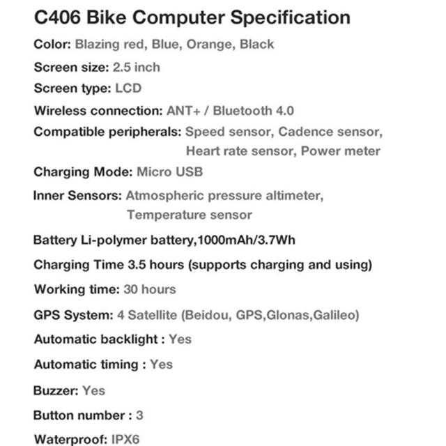 C406防水自転車Gpsスピードメーターバイクコンピューター英語版スピード走行距離計ANT+_2