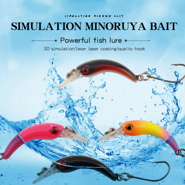 フローティングフィッシングルアーベイト8色ボウミノー4cm/1.4gシャープシングルフック