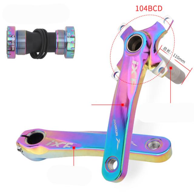 1セットバイククランクセット中空一体型クランクポジティブネガティブトゥーススプロケットシングルMTB用_2