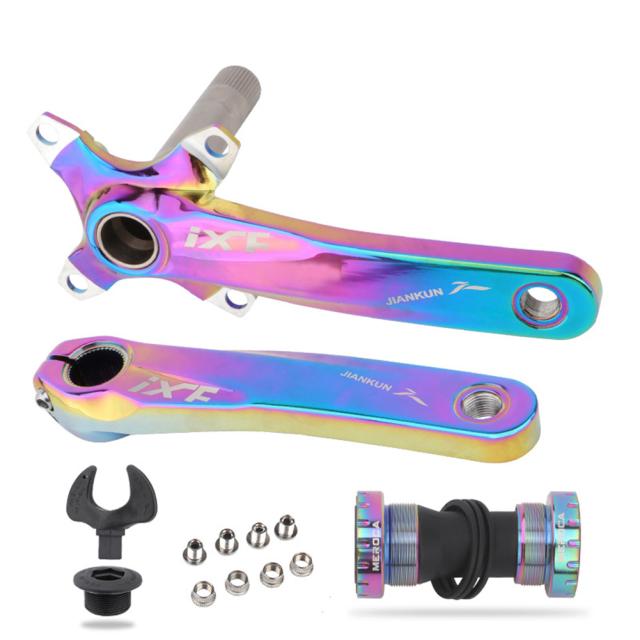 1セットバイククランクセット中空一体型クランクポジティブネガティブトゥーススプロケットシングルMTB用_9