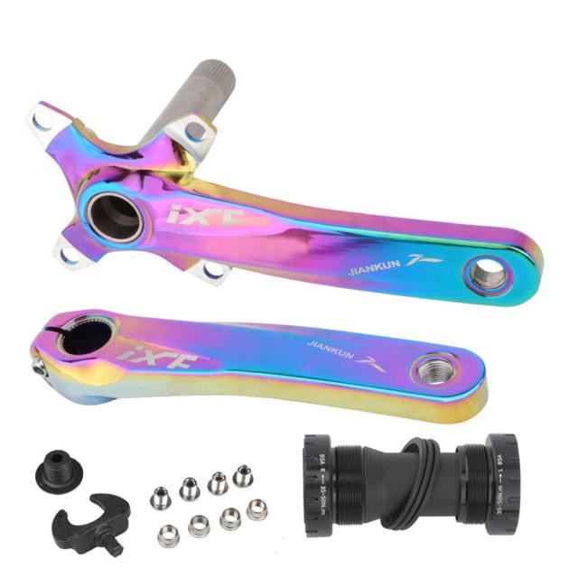 1セットバイククランクセット中空一体型クランクポジティブネガティブトゥーススプロケットシングルMTB用_12
