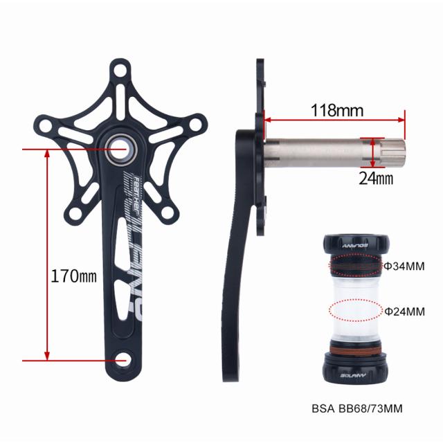 折りたたみ自転車チェーンホイール超軽量中空アルミ合金バイククランクセットプレート部品 54/56/58t