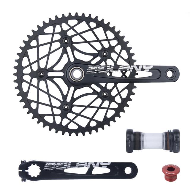 折りたたみ自転車チェーンホイール超軽量中空アルミ合金バイククランクセットプレート部品 54/56/58t