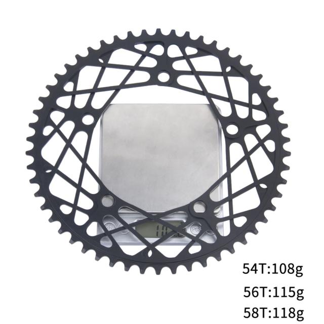 折りたたみ自転車チェーンホイール超軽量中空アルミ合金バイククランクセットプレート部品 54/56/58t