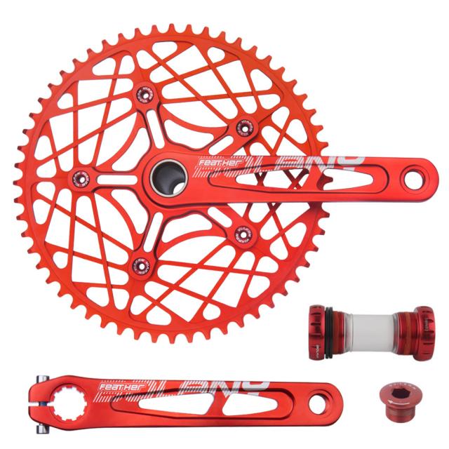 折りたたみ自転車チェーンホイール超軽量中空アルミ合金バイククランクセットプレート部品 54/56/58t