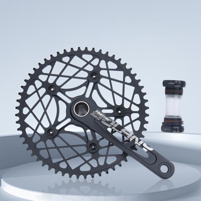 折りたたみ自転車チェーンホイール超軽量中空アルミ合金バイククランクセットプレート部品 54/56/58t