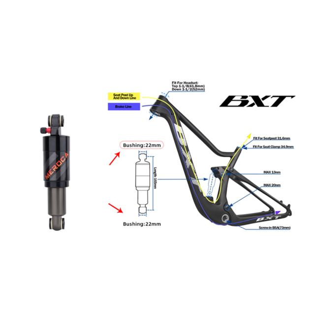 マウンテンフォールディングバイクスクーター用アルミニウム合金エアリアショックアブソーバー125/165/190mmサイクリングアクセサリー（ブッシング/ネジ付き）_17
