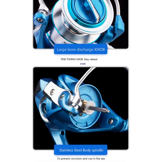 淡水塩水用の超スムーズスピニングフィッシングリール高強度6+1