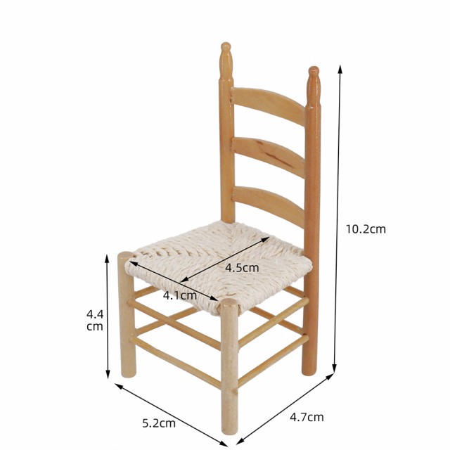 1/12スケールダイニングチェア木製ドールハウス家具無垢材バックチェア