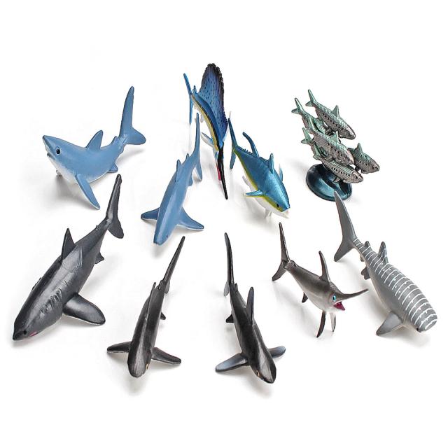 10 個シミュレーションミニ遠洋魚モデルセット現実的なホオジロザメ