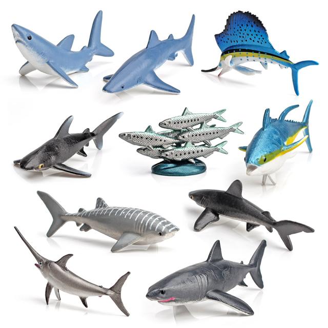 10 個シミュレーションミニ遠洋魚モデルセット現実的なホオジロザメ