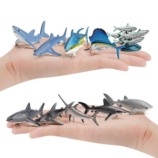 10 個シミュレーションミニ遠洋魚モデルセット現実的なホオジロザメ