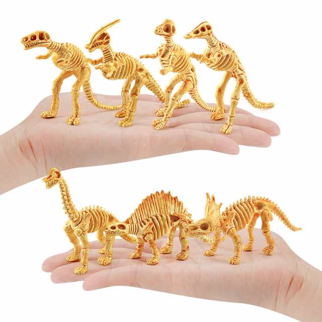 大きい割引 12個/セットシミュレーションゴールドバージョン恐竜の骨格モデル考古学的な骨格の装飾品