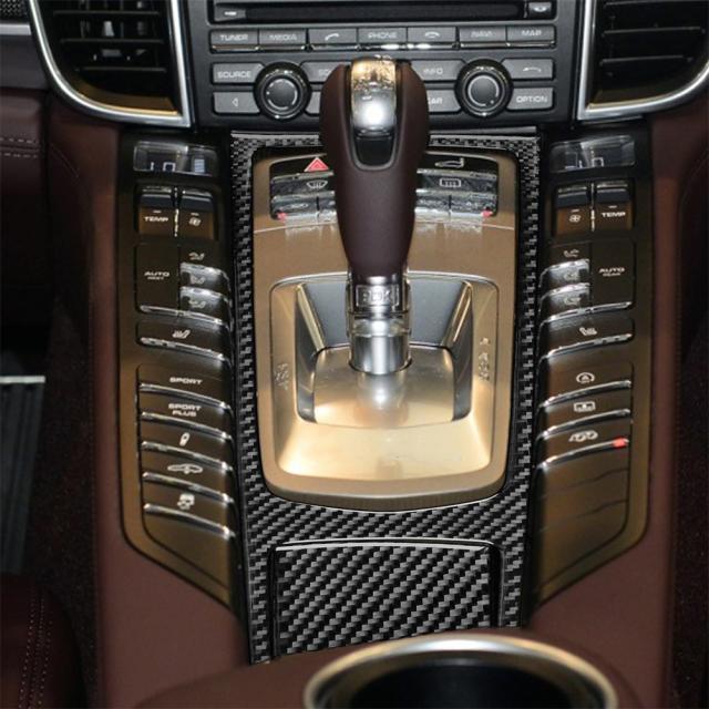 2 個防水炭素繊維中央制御パネルフレームカバートリムステッカー高温耐性自動車の付属品