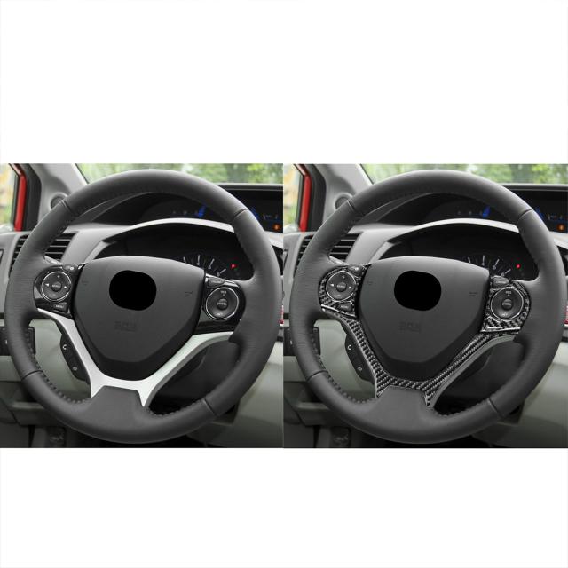 4 ピース/セット カーボンファイバー ステアリング ホイール スイッチ + ステアリング ホイール フレーム カバー トリム シビック 9 クーペ/セダン 2013-2015 左ドライブ用