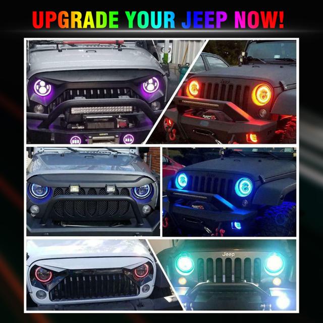 2 個 7 インチ車の Led ヘッドライト 6000k RGB Bluetooth 互換アプリヘッドランプ修正部品ラングラーと互換性_7