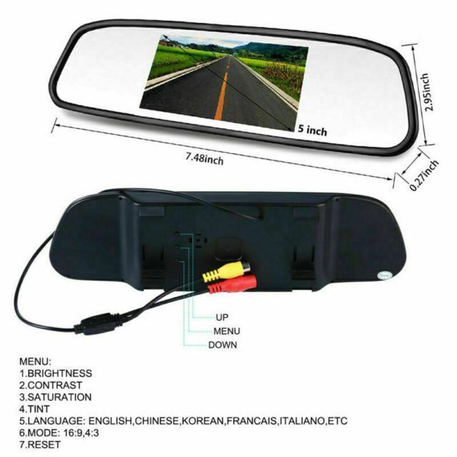 5 インチ バックミラー カー ディスプレイ ロング ナンバー プレート